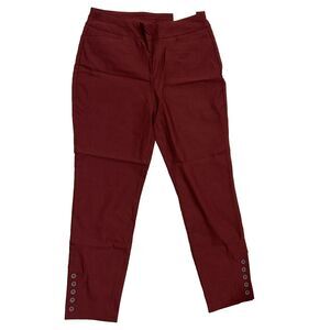NWT Chicos Pants 0.5R US 6 Red Cranberry Spice So Slimming Bridgette Button Hem